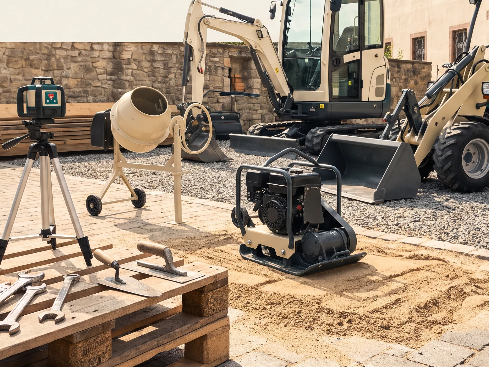 Outillage de chantier, mini-pelle et chargeuse proposés à la location